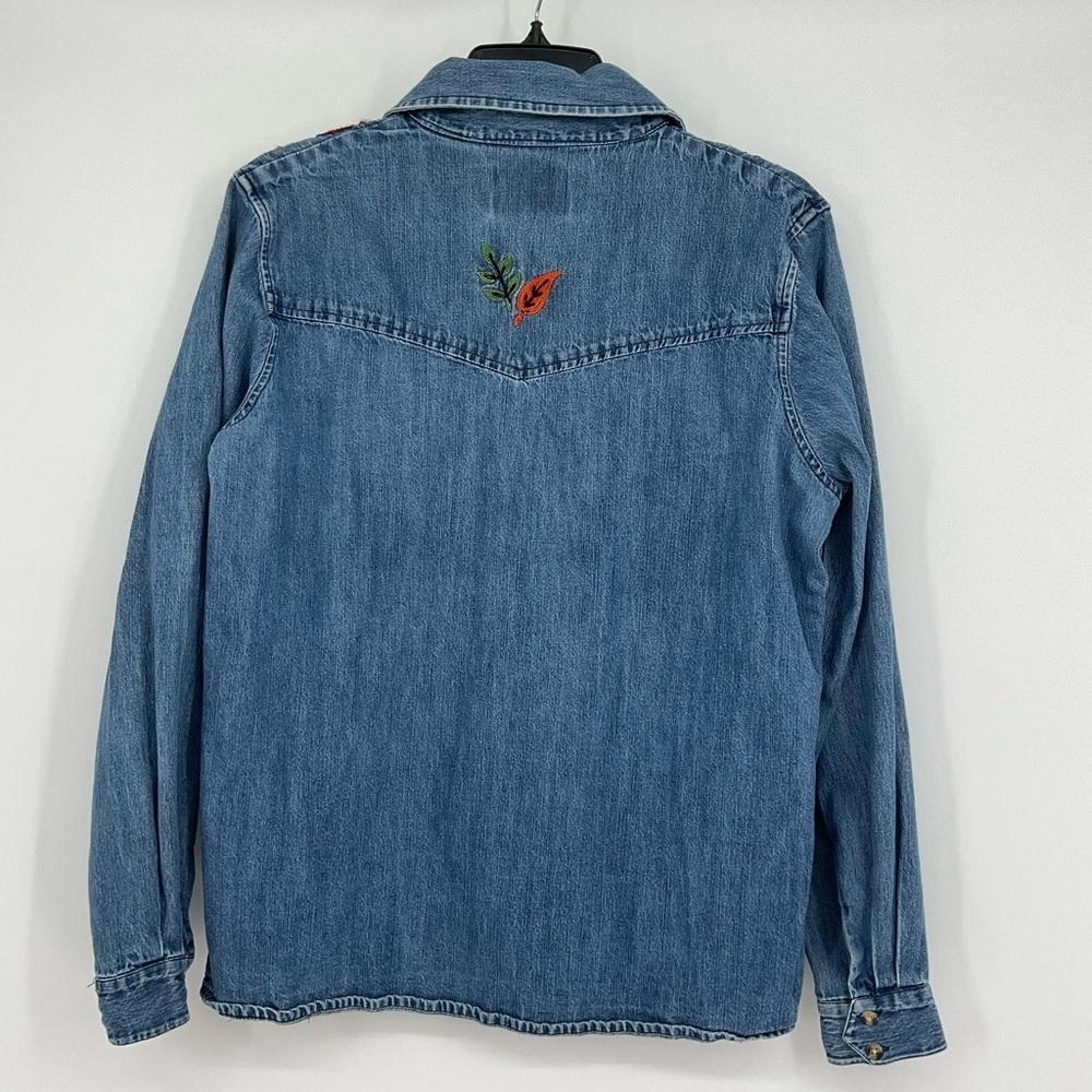 Vintage Westbound Embroidered Denim Shirt Fall Leaf Button-Up Long Sleeve Top L - Picture 8 of 8